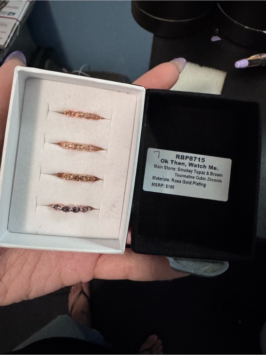 Bomb Party Jewelry - Rose Gold Smokey Topaz & Brown Tourmaline Stackable Ring Set